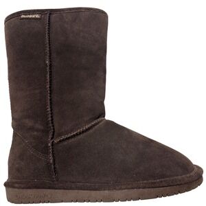 Bearpaw Elle Tall Chocolate Brown Suede Sheepskin Fur Lined Boots Womens 7